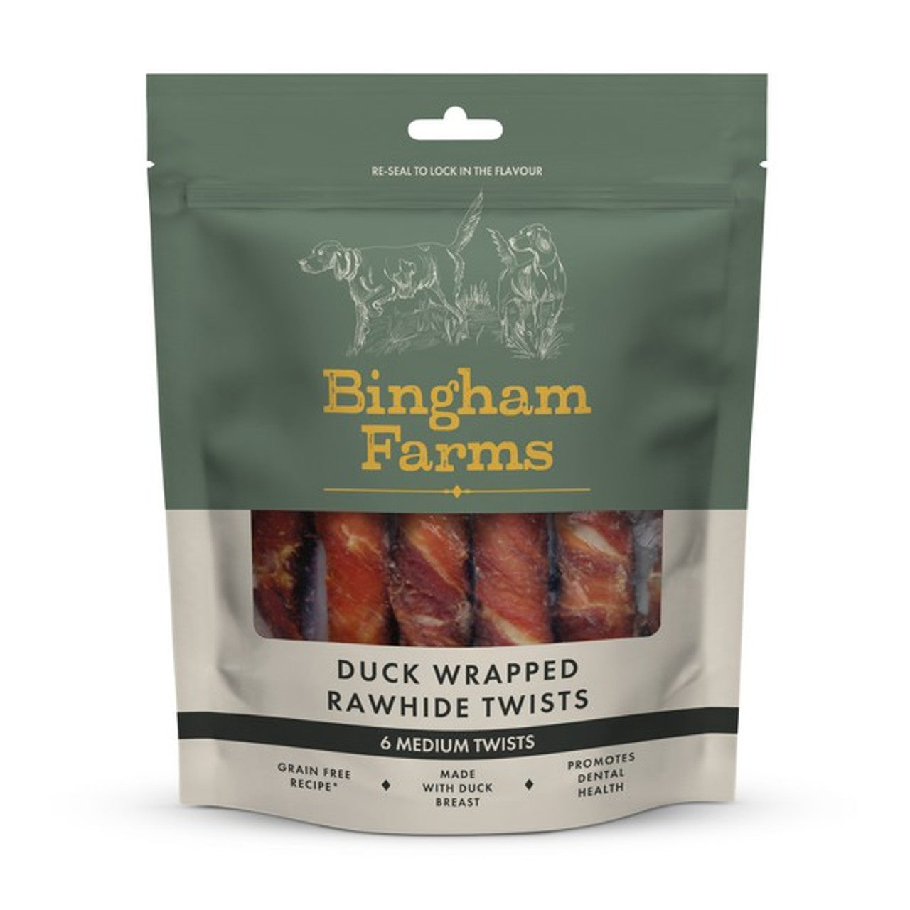 Bingham Farms Duck Wrapped Rawhide Twist Med 6pk 120g Case of 10