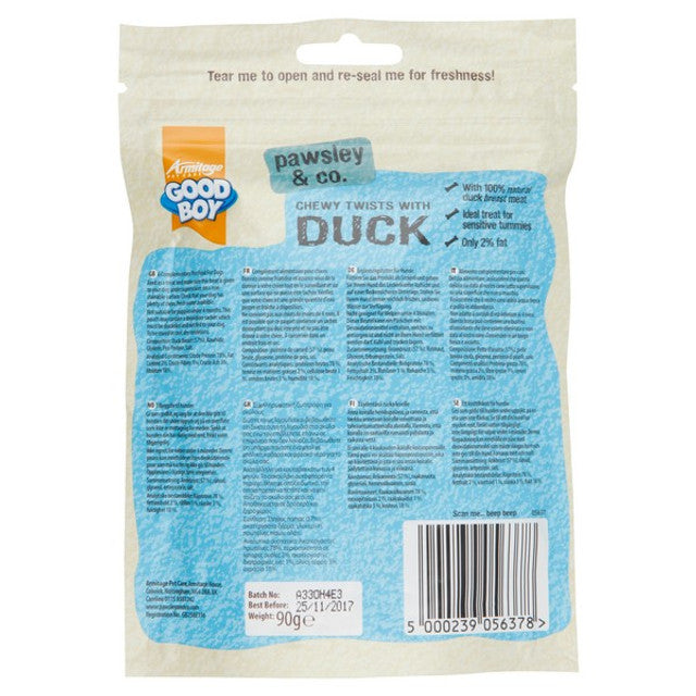 Good Boy Pawsley & Co Chewy Twists with Duck 90g Case of 10