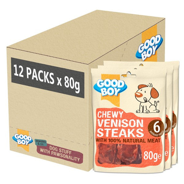 Good Boy Pawsley & Co Chewy Venison Steaks 80g Case of 12