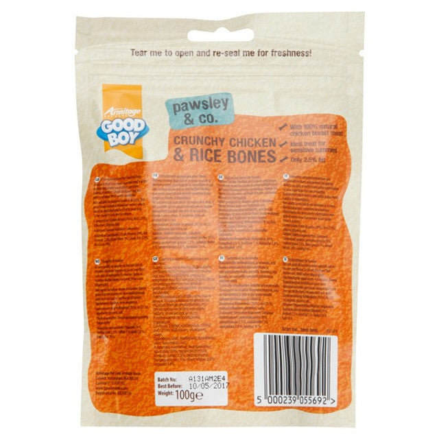 Good Boy Pawsley & Co Crunchy Chicken with Rice Bones 100g Case of 8