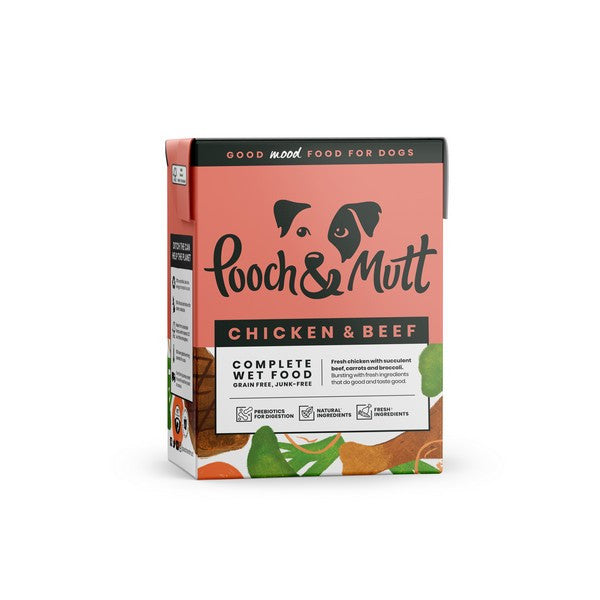 Pooch & Mutt Premium Dog Food Chicken & Beef Wet 375g Tetra Pack Pack of 12