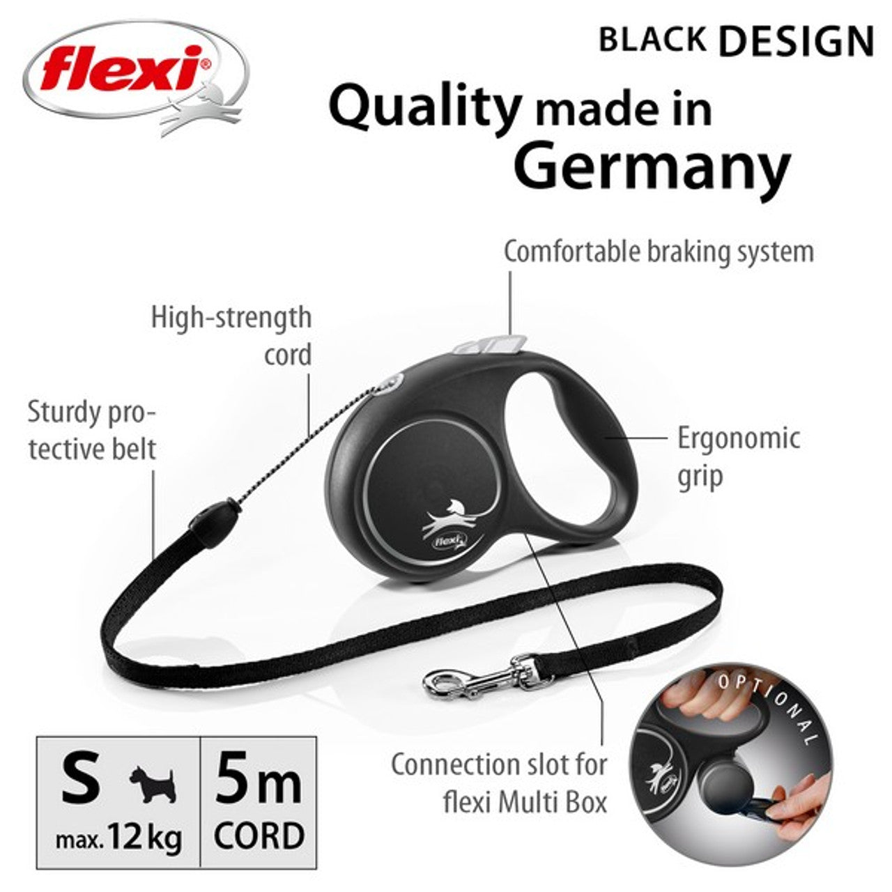 Flexi Black Design Cord 5m Black