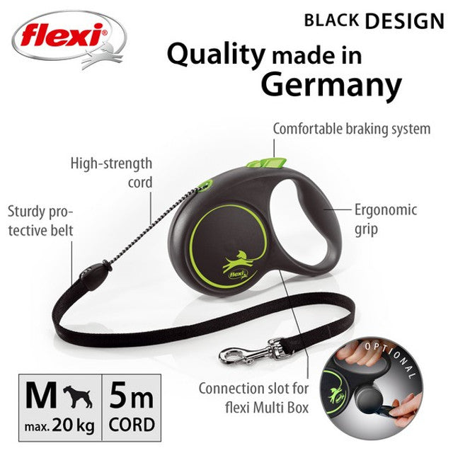Flexi Black Design Cord 5m Green