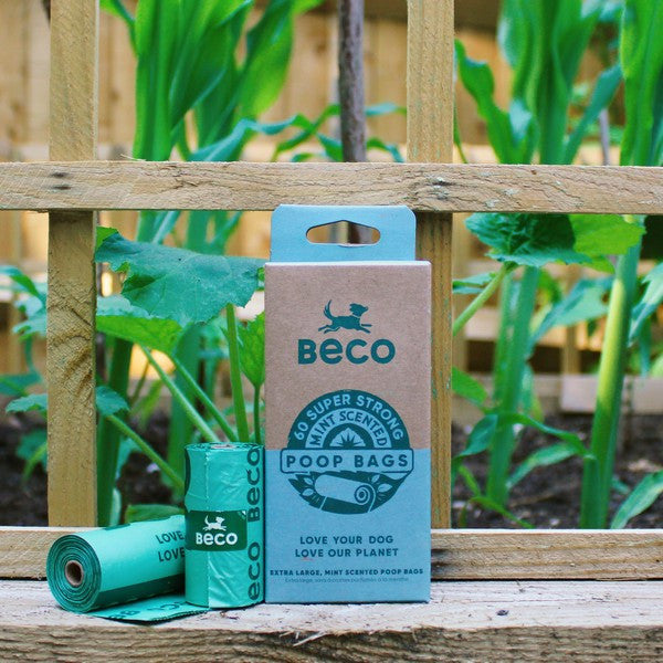 Beco Mint Scented Recycled Poop Bags Eco-Friendly Dog Waste Bags with Handles, 120 Pack