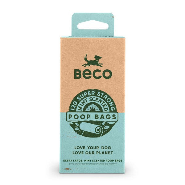Beco Mint Scented Recycled Poop Bags Eco-Friendly Dog Waste Bags with Handles, 120 Pack