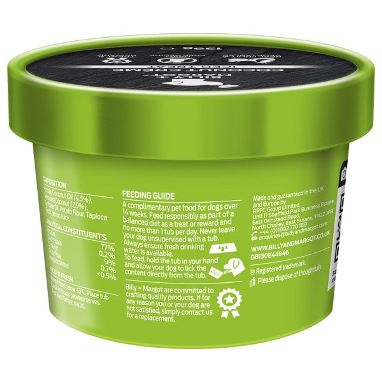 Billy And Margot Coconut Creme Ice Treat ( Green)160ml