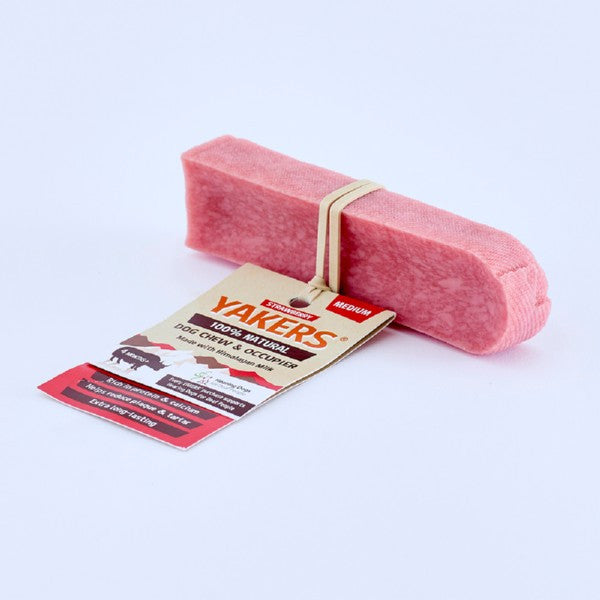 Yakers Strawberry Dog Chew Medium Natural Dental Treats for Dogs