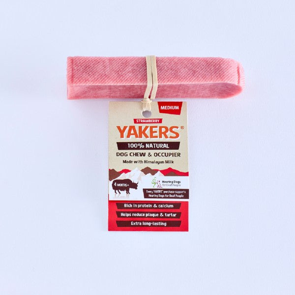 Yakers Strawberry Dog Chew Medium Natural Dental Treats for Dogs