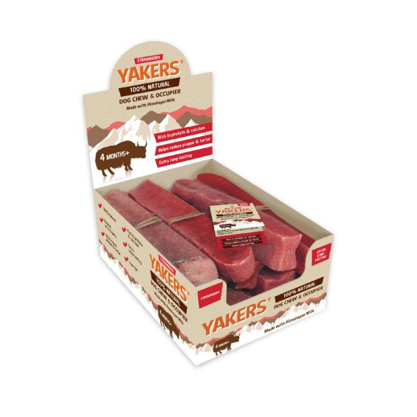 Yakers Strawberry Dog Chew Extra Large Long-Lasting Treats for Large Dogs