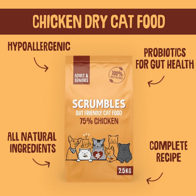 Scrumbles Dry Cat Food Adult Chicken 750g