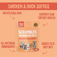 Load image into Gallery viewer, Scrumbles Dog Treats Softies Chicken and Duck Training Treats 90g Case of 8

