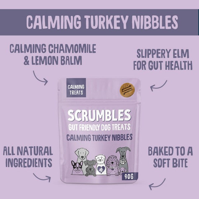 Scrumbles Dog Treats Nibbles Turkey Calming Treats 100g Case of 8