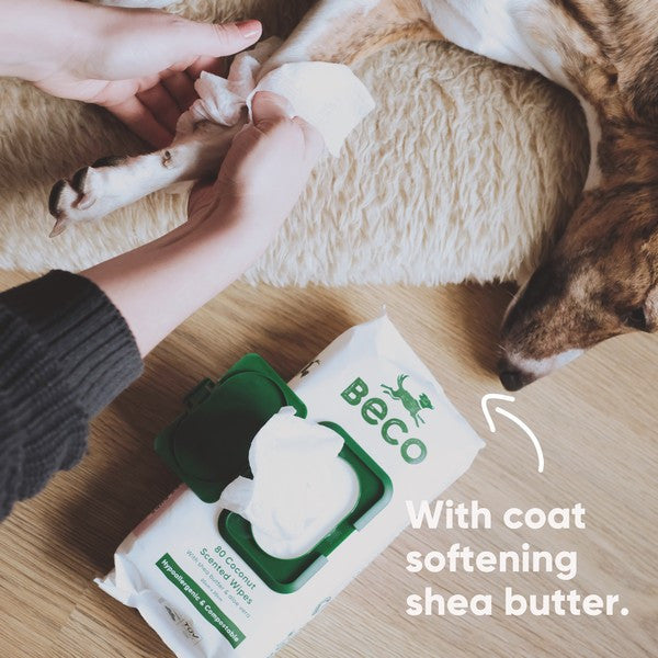 Beco Bamboo Dog Wipes Coconut Natural Biodegradable Pet Cleaning Wipes for Dogs