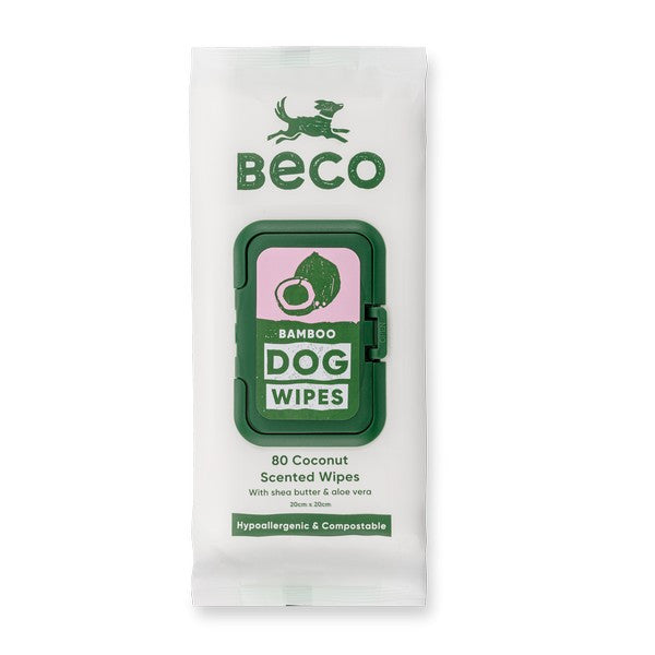 Beco Bamboo Dog Wipes Coconut Natural Biodegradable Pet Cleaning Wipes for Dogs