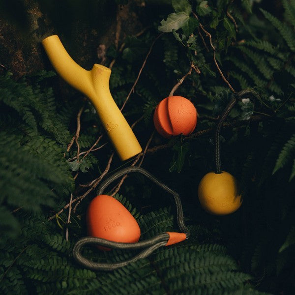 Beco Natural Rubber Slinger Fetch Dog Toy Orange Durable Chew & Toss Interactive Play