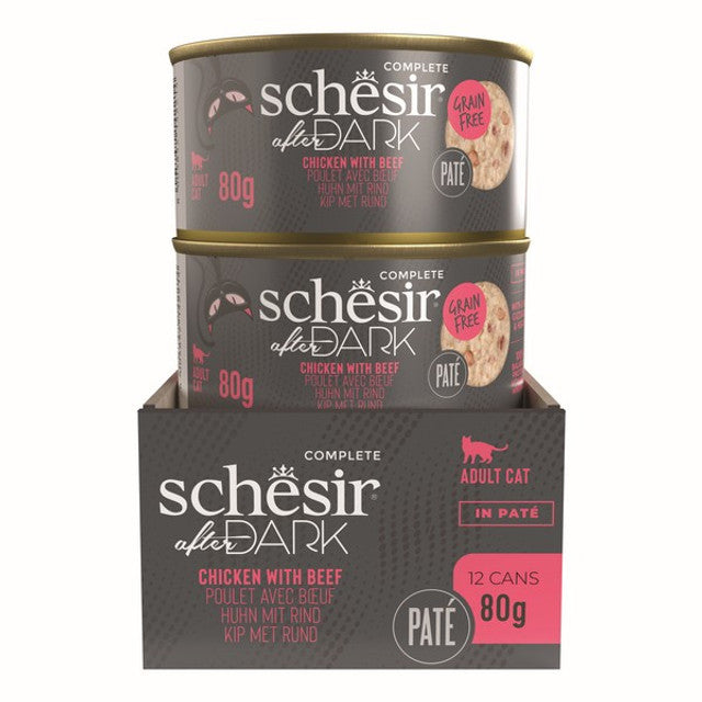 Schesir After Dark Pate Adult Cat Chicken & Beef 80g Case of 12