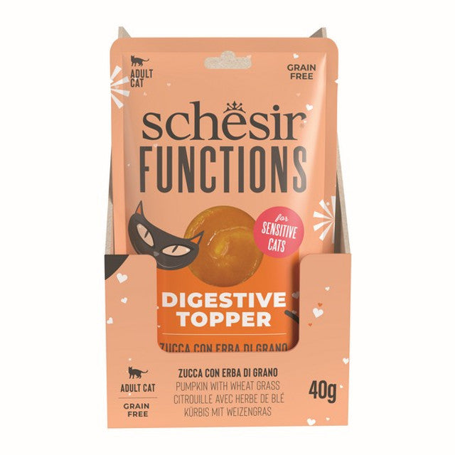 Schesir Functions Digestive Topper Adult Cat Pumpkin & Wheatgrass 40g Case of 12