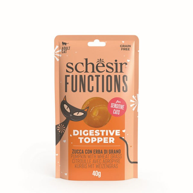 Schesir Functions Digestive Topper Adult Cat Pumpkin & Wheatgrass 40g Case of 12
