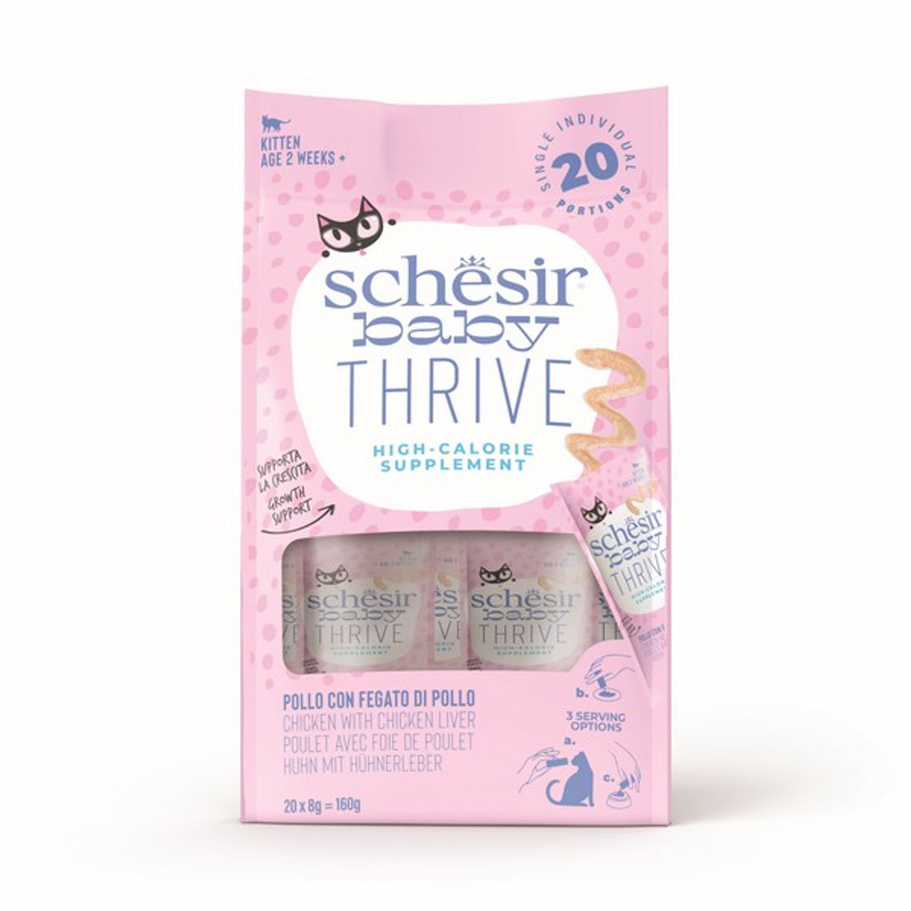 Schesir Baby Thrive High-Calorie Kitten Supplement – Chicken 20x8g
