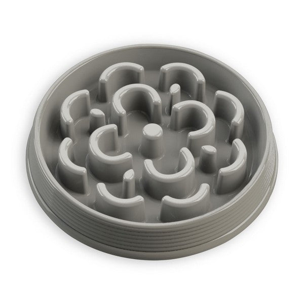 Tarhong Slow Chow Medallion Feeder for Dogs Interactive Slow Feeding Bowl, Medium Grey, 9.8" x 1.6"