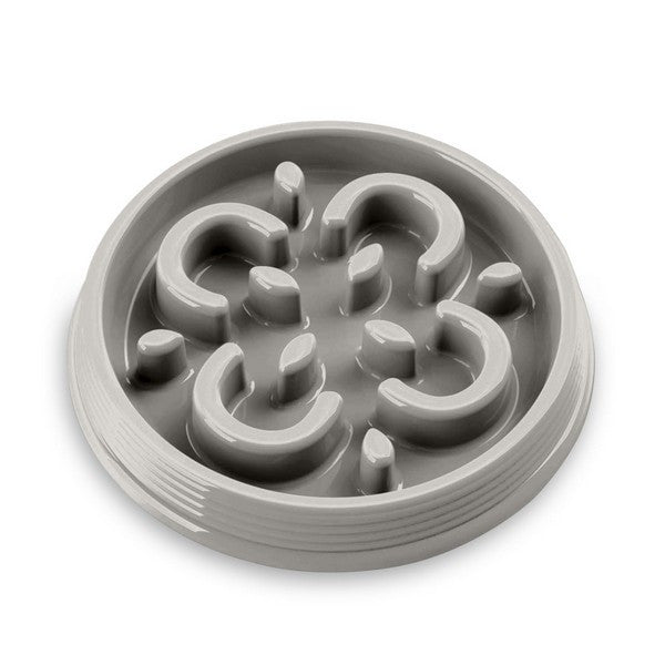 Tarhong Slow Chow Medallion Feeder Small Dog Slow Feeder Bowl Grey, 7in x 1.1in