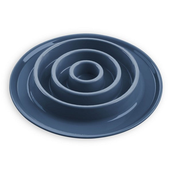 Tarhong Slow Chow™ Dog Slow Feeder Bowl Anti-Gulp Concentric Circle Design, Durable Pet Feeding Dish, Blue