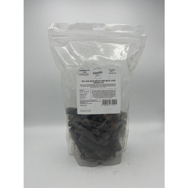 Doodles Deli Air Dried Meaty Beef with Liver Sausage GF 1KG