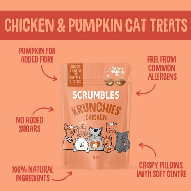 Scrumbles Krunchies Chicken Training Cat Pillow Treats 60g