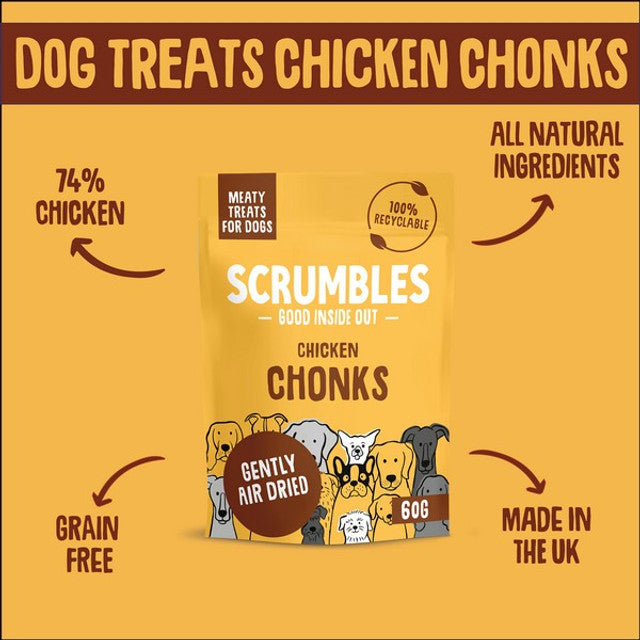 Scrumbles Chicken Chonks Meaty Treats 60g Case of 12