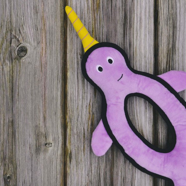 Beco Recycled Rough and Tough Narwhal Toy Large Eco-Friendly Durable Dog Chew & Play Toy