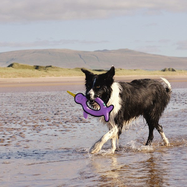 Beco Recycled Rough and Tough Narwhal Toy Large Eco-Friendly Durable Dog Chew & Play Toy