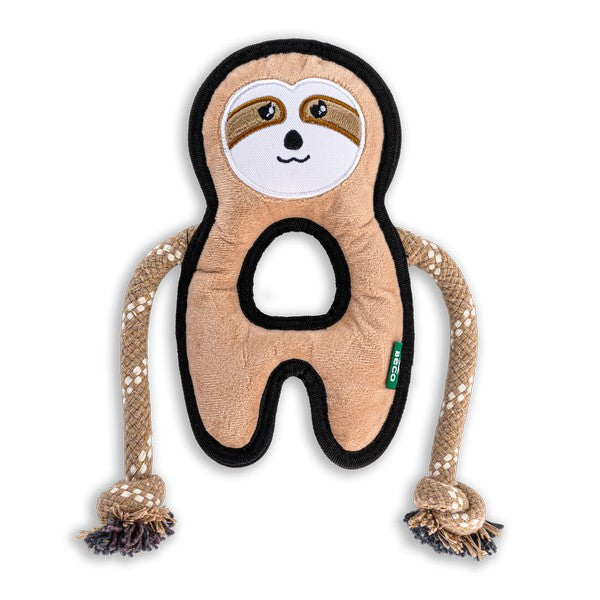 Beco Recycled Rough & Tough Sloth Medium Eco-Friendly Durable Plush Toy for Kids & Pets