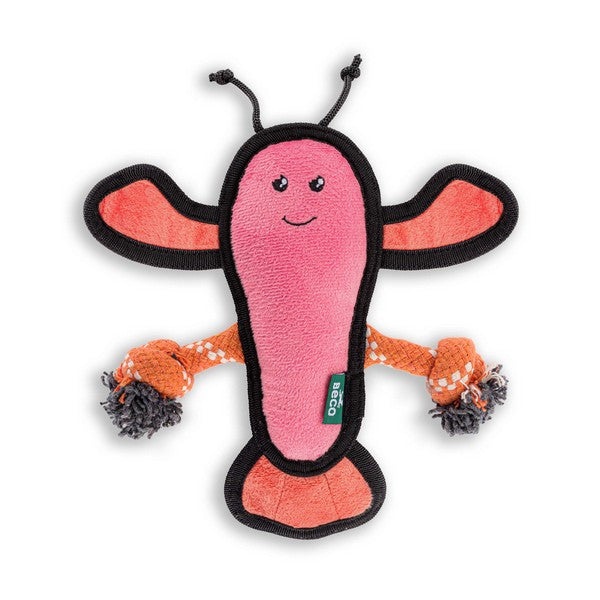 Beco Recycled Rough & Tough Lobster Dog Toy Medium Eco-Friendly Durable Chew Toy for Dogs