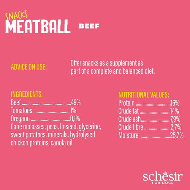 Schesir Dog Snack Beef Meatballs 225g