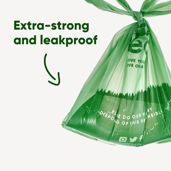 Beco Recycled Poop Bags Mint Scented with Handles 120 Pack Eco-Friendly Dog Waste Bags