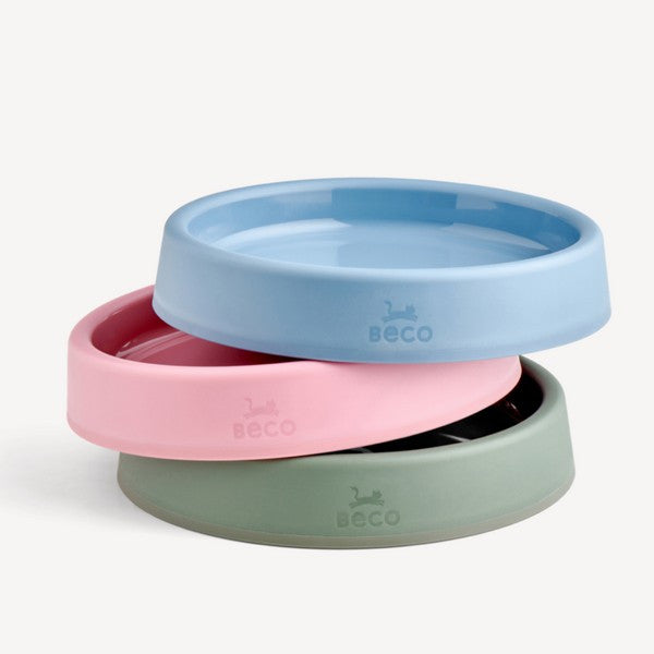 Beco Steady Cat Bowl Blue Non-Slip Elevated Pet Feeding Dish, Durable Eco-Friendly Design