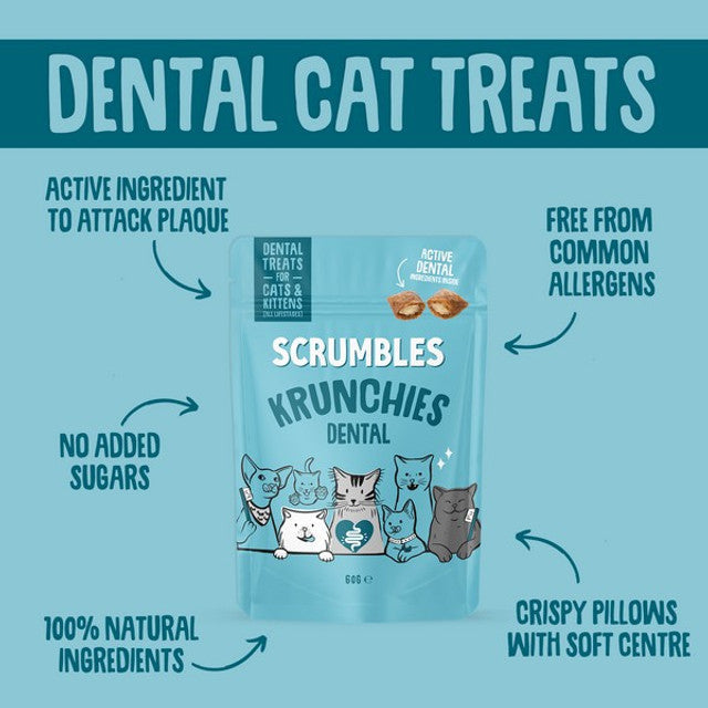 Scrumbles Krunchies Cat Dental Pillow Treats 60g