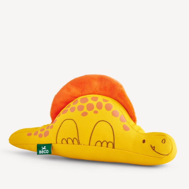 Beco Recycled Soft Dog Toy Eco-Friendly Plush Squeaky Dinosaur Chew Toy Daisy Dimetrodon Medium