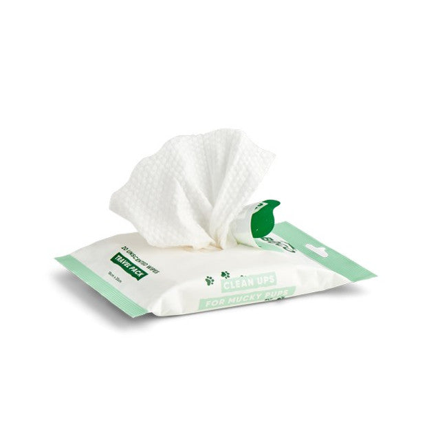 Beco Bamboo Travel Wipes Unscented Plastic-Free Eco-Friendly Pet Cleaning Wipes