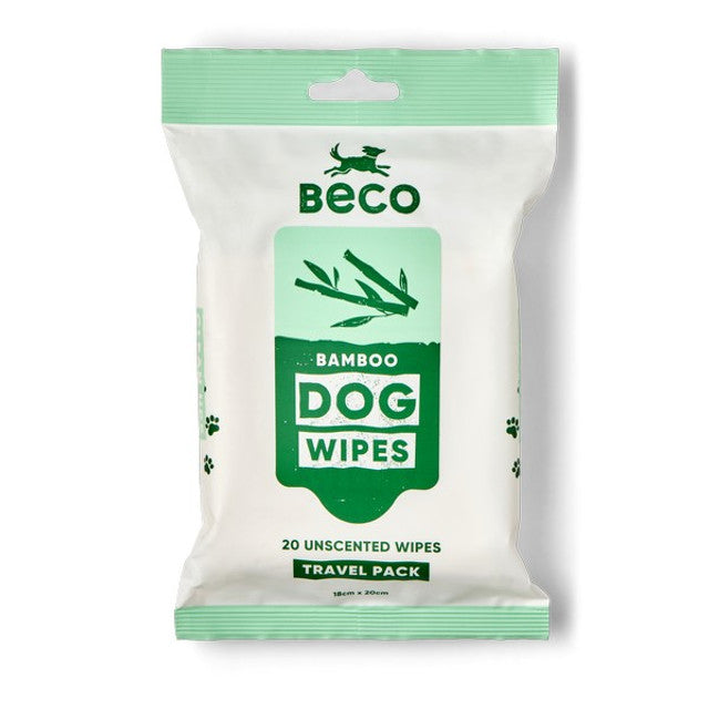 Beco Bamboo Travel Wipes Unscented Plastic-Free Eco-Friendly Pet Cleaning Wipes
