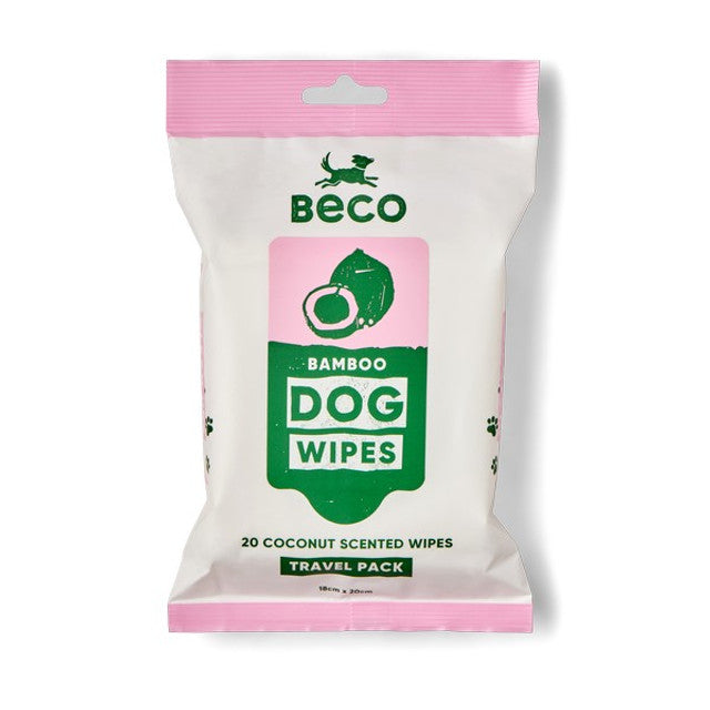 Beco Bamboo Travel Wipes Coconut Scented, Eco-Friendly Moist Wipes for On-the-Go Cleaning