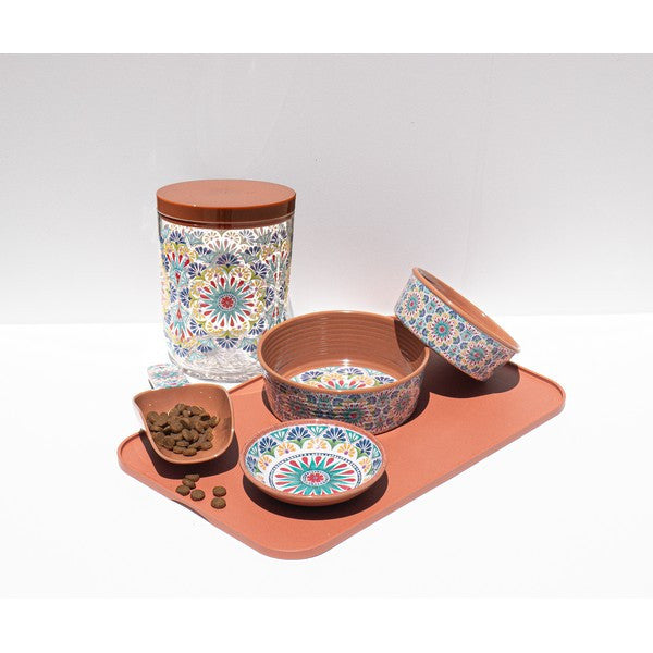 Tarhong Rio Medallion Pet Bowl Non-Spill Dog & Cat Feeding Saucer 0.75 Cups