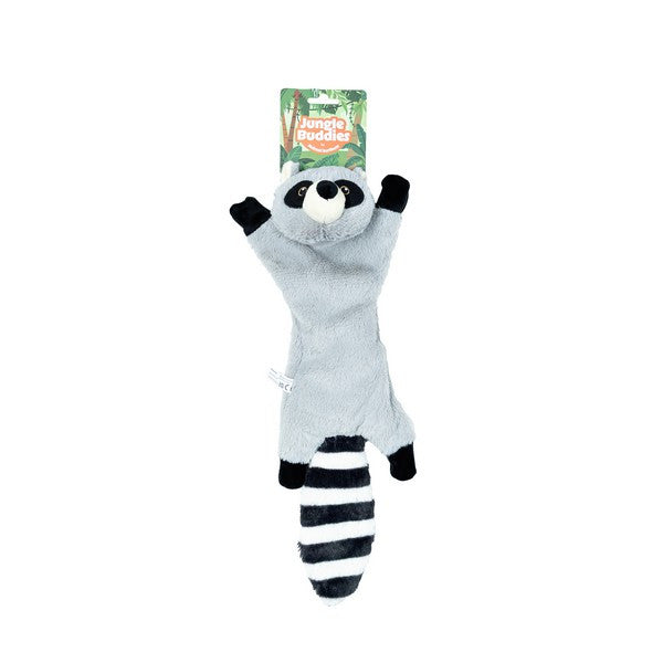 Animal Instincts Jungle Buddies Plush Raccoon Dog Toy with Paper Crinkle Soft Chew & Interactive Pet Toy