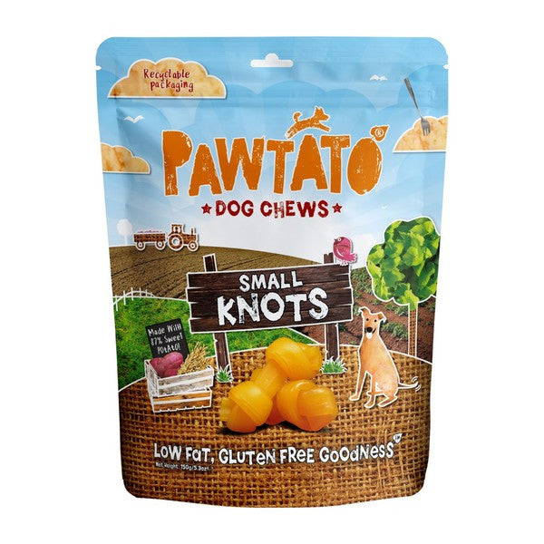 Pawtato Knots Small Dog Treats Natural Healthy Chews with Potato & Veggies, 150g