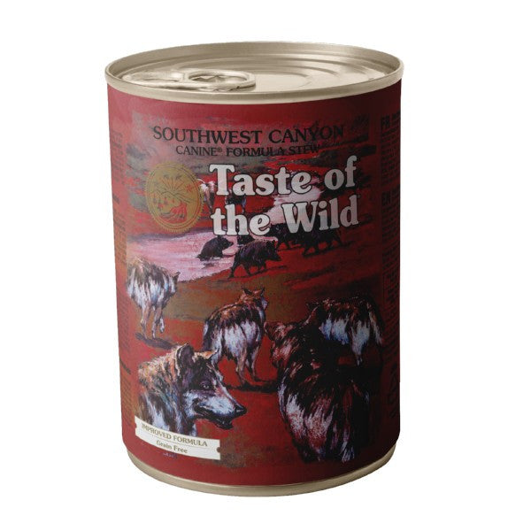 Taste of the Wild Southwest Canyon Wet Dog Food Canned Formula in Gravy, High-Protein, Grain-Free 12 x 390g