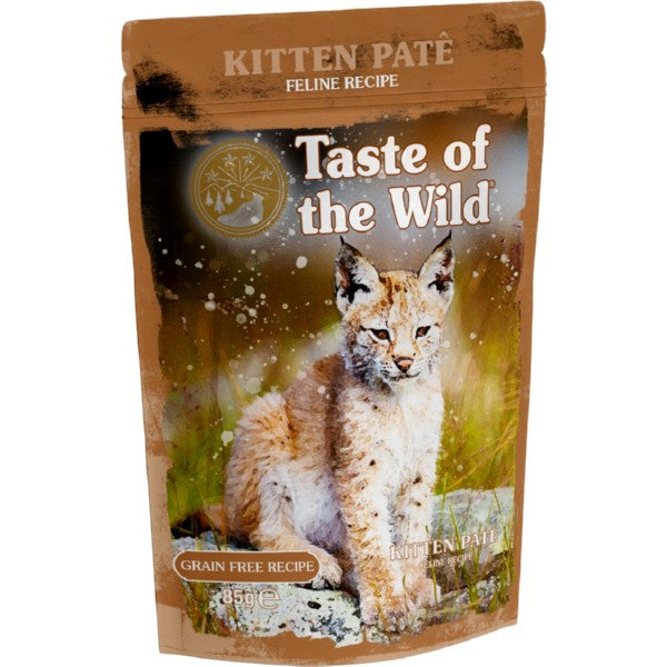Taste of the Wild Kitten Wet Cat Food Pouch Grain-Free Pate, 12x85g