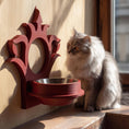 Load image into Gallery viewer, Gothic Wall Mounted Pet Bowl Holder | 3D Printed Raised Feeder Frame for Cat & Small Dog Bowls | Fantasy Home Decor Feeding Station: 6 inches (15 cm)
