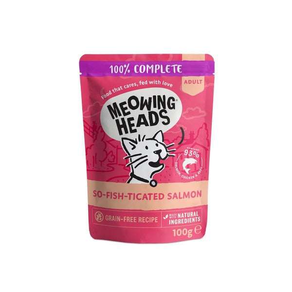 Meowing Heads Premium Salmon Cat Food So-fish-ticated 100g Pack Case of 10