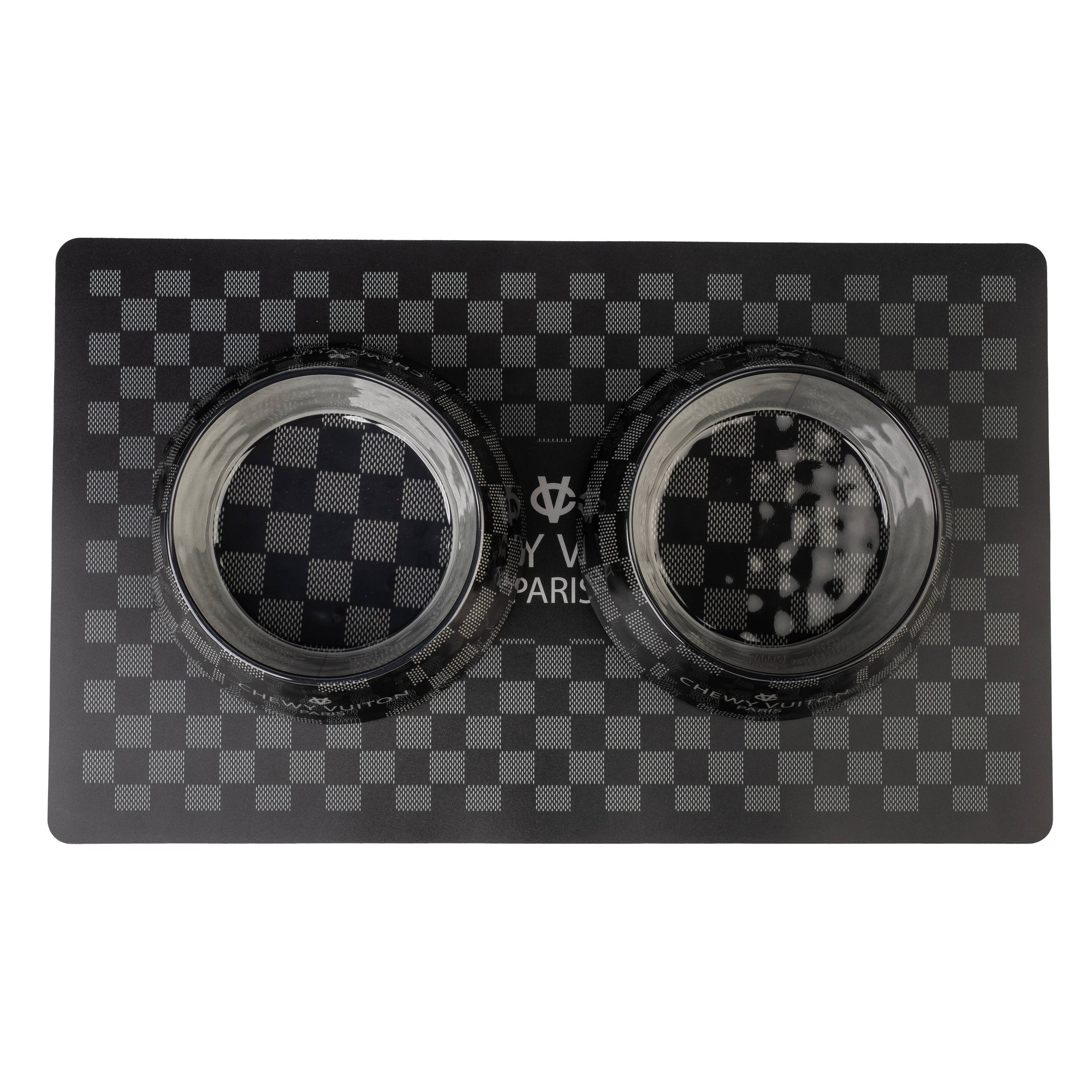 Black Checker Chewy Vuiton Bowl