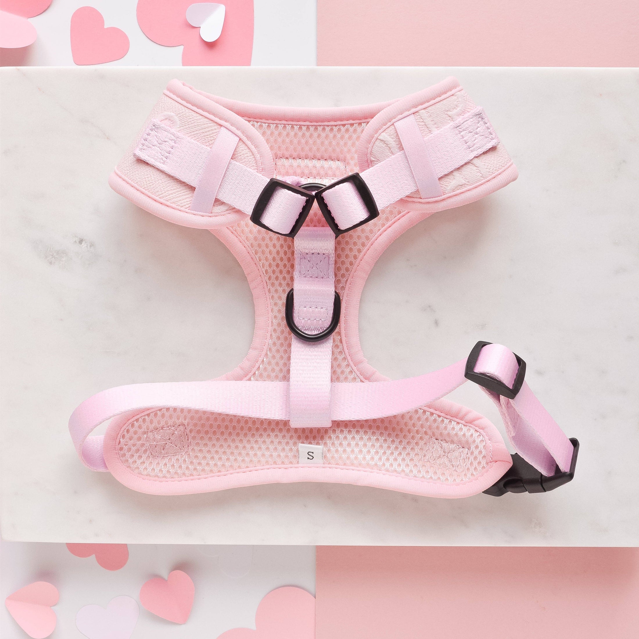 Luxe Adjustable Neck Harness - Baby Pink Heart: XS